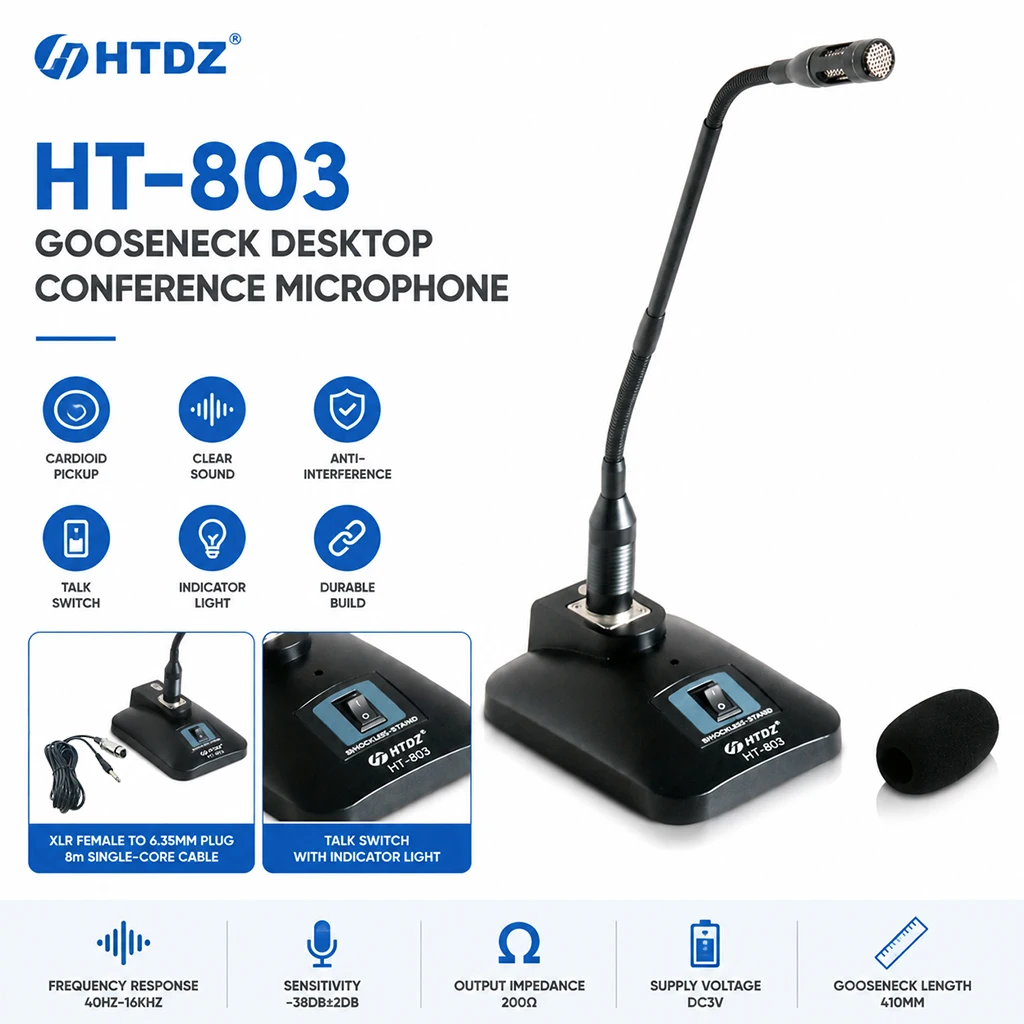 

Cardioid Gooseneck Microphone for Conference Meeting Table Condenser Mic Desktop Speech Mic with Clear Voice Pickup for Lectern