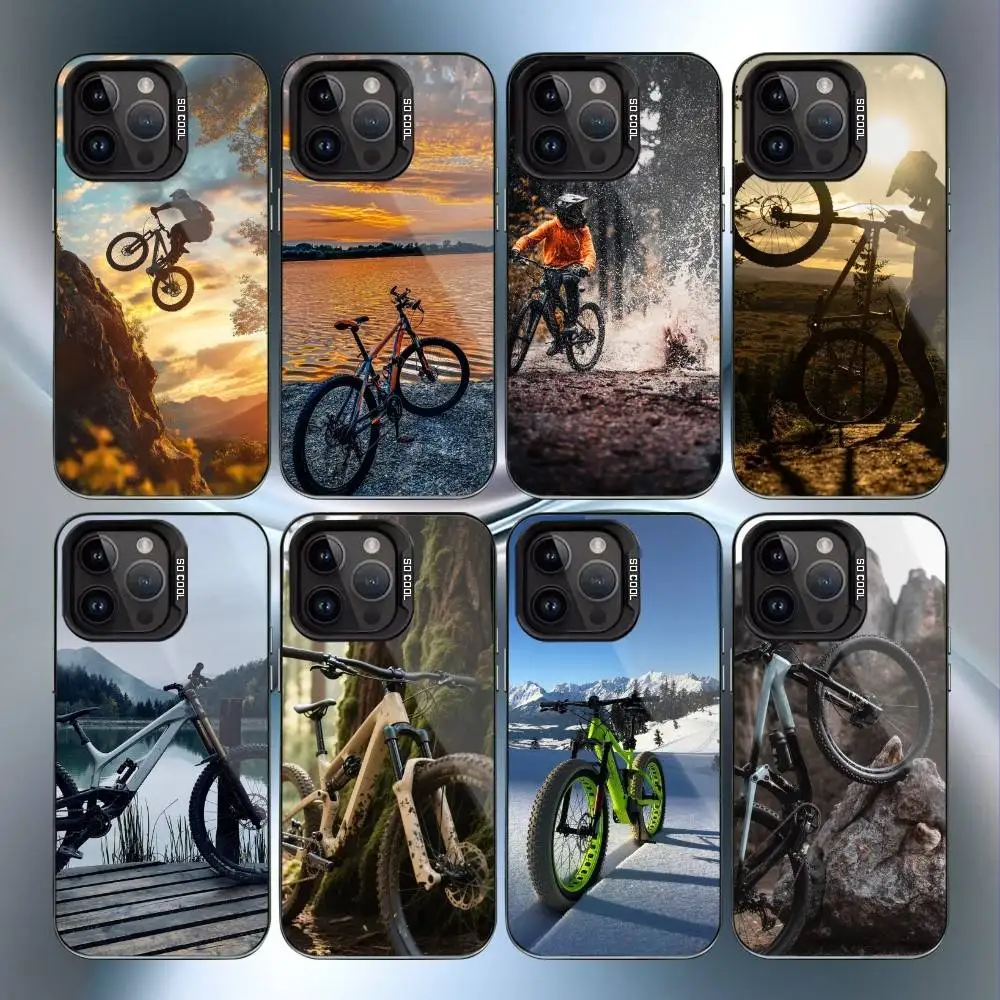 

off-road Bicycle bike Phone Case For iPhone17,16,15,14,13,12,11 Plus,Pro Max Black Candy Matte Shockproof Cover