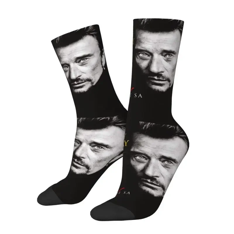 Johnny Hallyday Rock Men's Crew Socks Unisex Fashion Singer French France Spring Summer Autumn Winter Crazy Socks