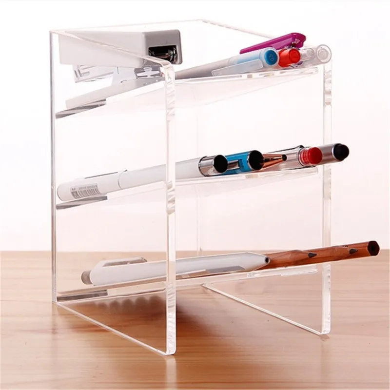 Transparent Acrylic Inclined Pen Holder Multi-function Pen Holder Office Supplies