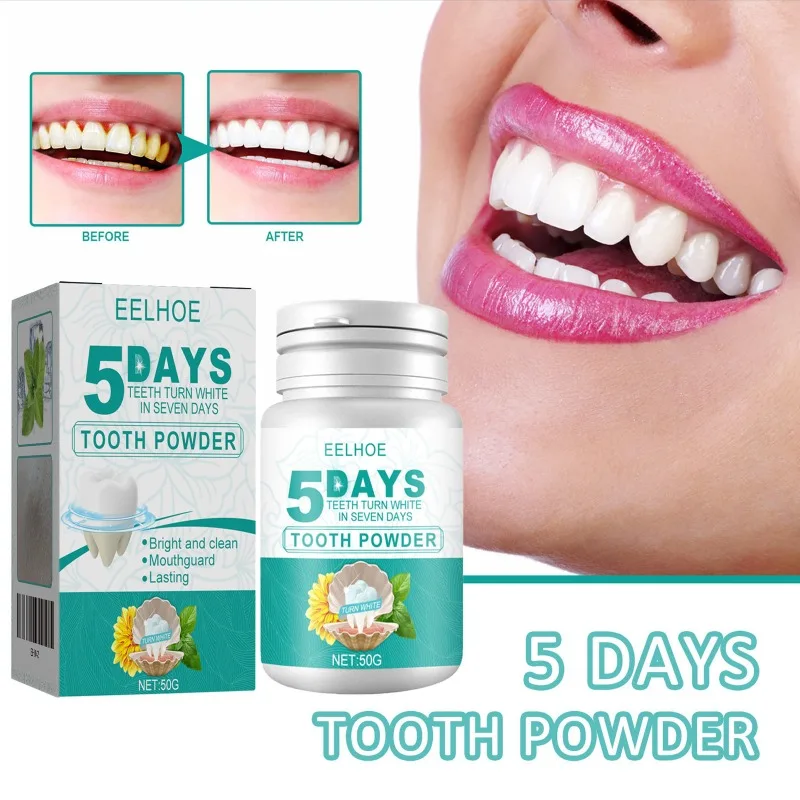 

5-Day Teeth Whitening Powder for Smoke Stains Removal and Plaque Cleaning Teeth Whitening Beauty Health Cleaning Tools Whitening