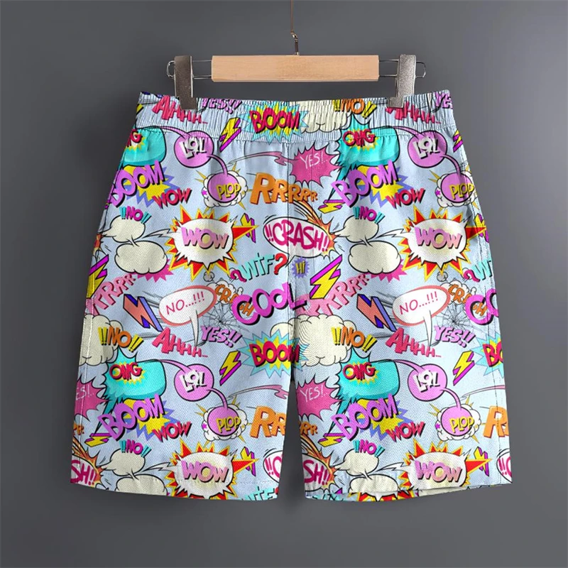Men's Hawaiian 3D Comic Cartoon Pattern Beach Shorts Quick Dry Outdoor Leisure Sports Shorts Fashion Shorts Man Designer Clothes