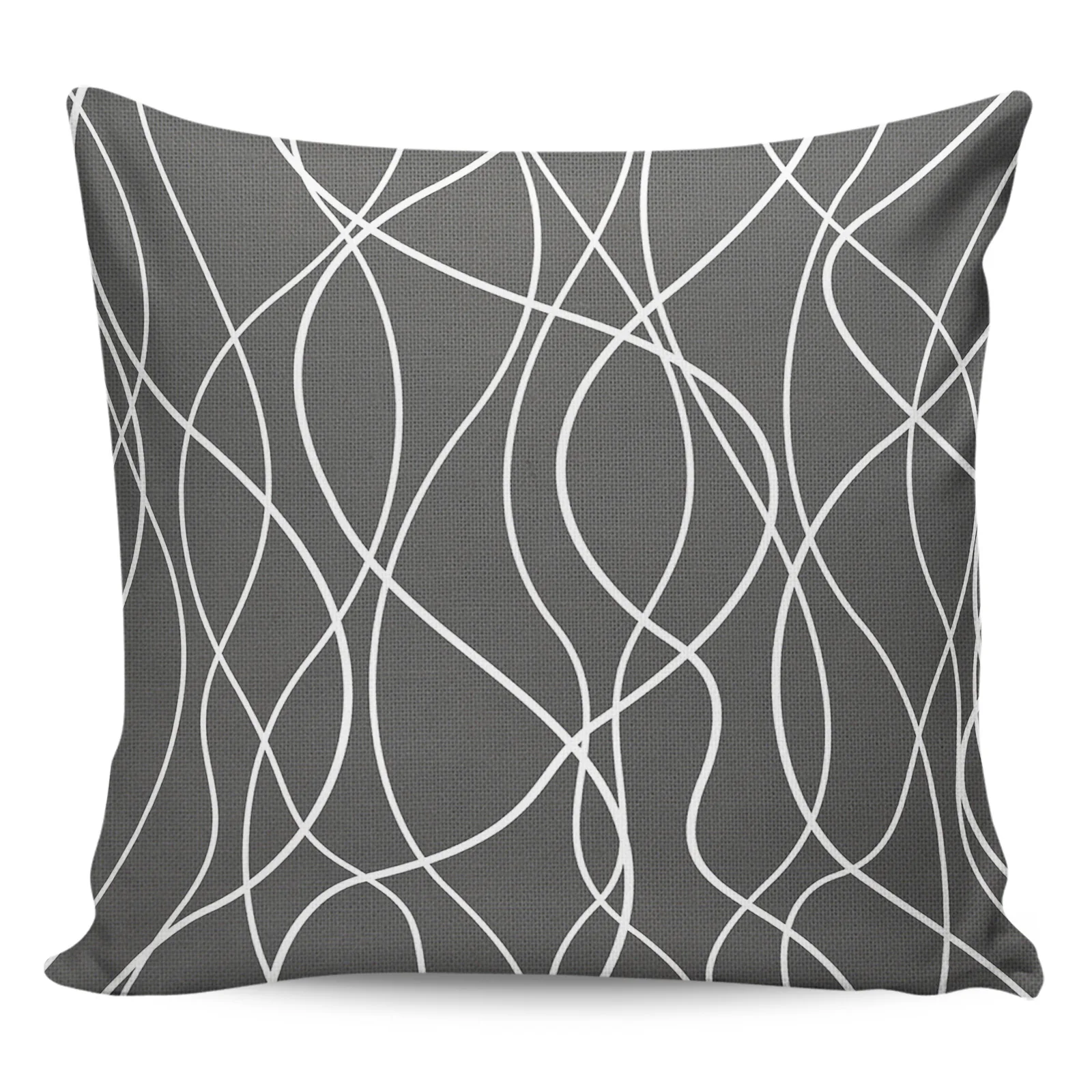 2/4PCS Waterproof Pillow Cover Twisted Lines Modern Art Grey Square Throw Pillowcase Home Decoration Sofa Cushion Cover