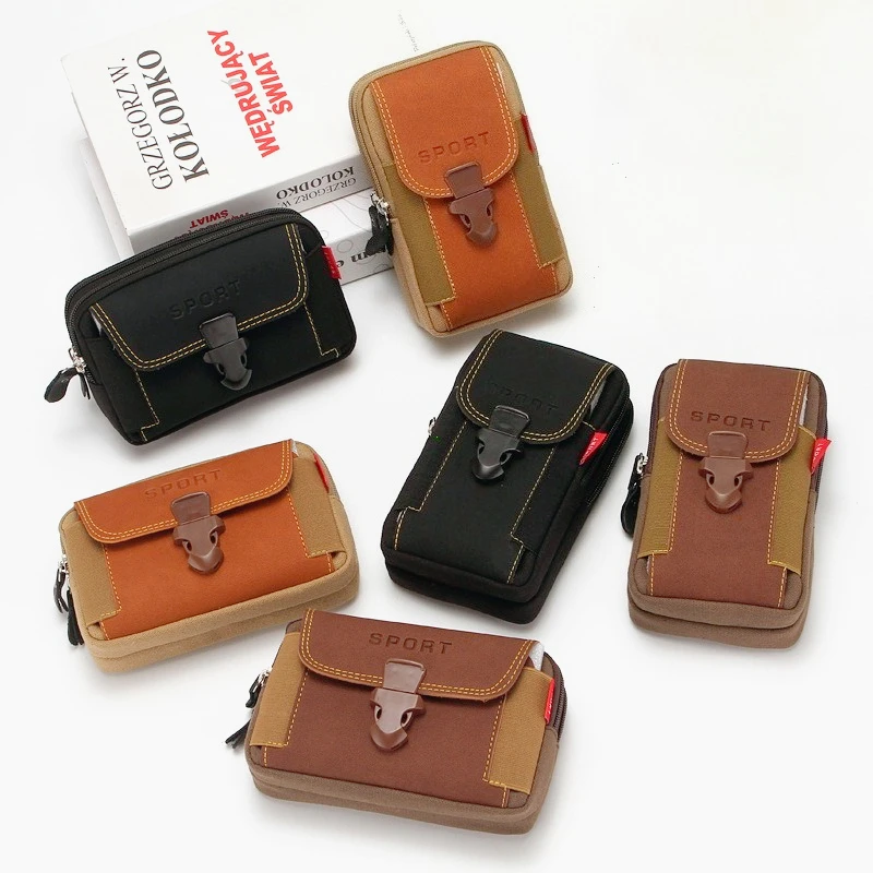 Fashionable and Multifunctional PU Leather MEN'S Belt Bag, Outdoor Travel Sports Phone Case, Soft Bag, Belt Backpack