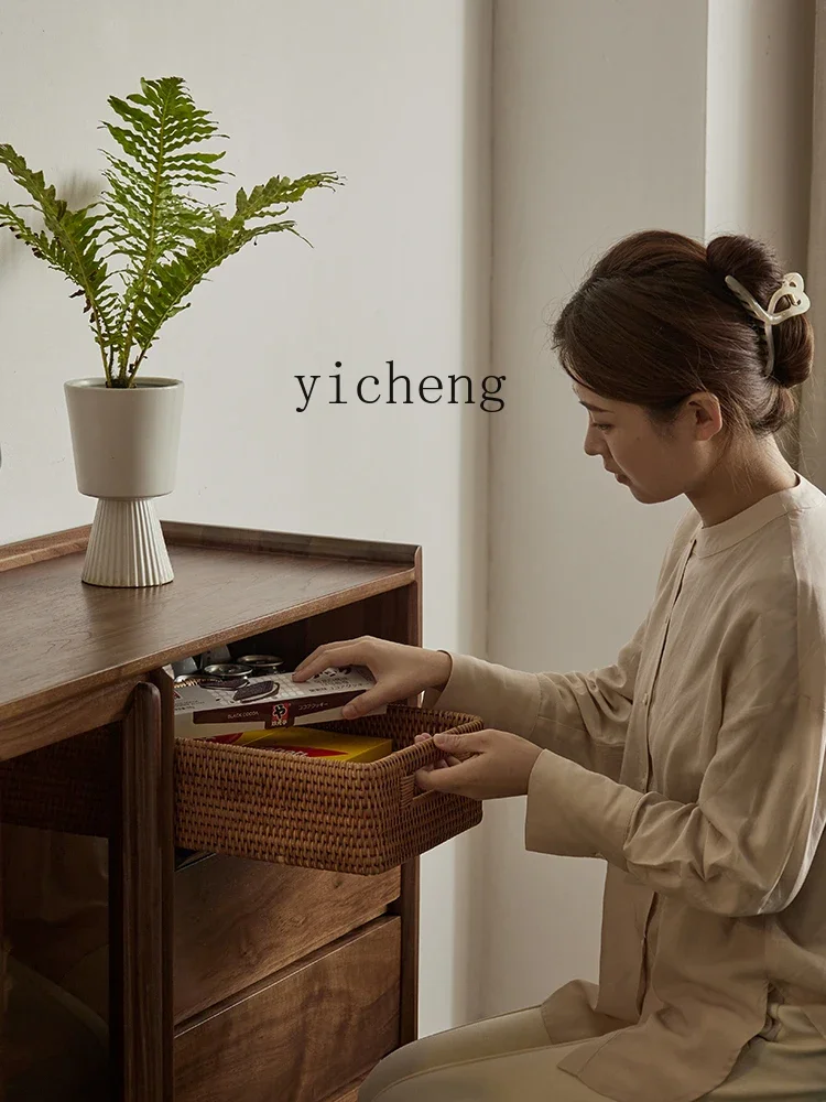 Black Walnut Solid Wood Storage Cabinet Tea  Wall Home