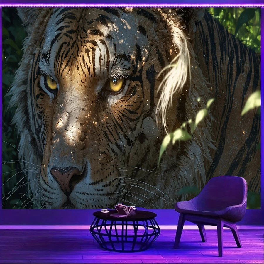 1PC Tiger Eye Jungle Close Up Print Backdrop Banner, Bedroom Living Room Photo Background, Polyester, Home Decor, Wall Art