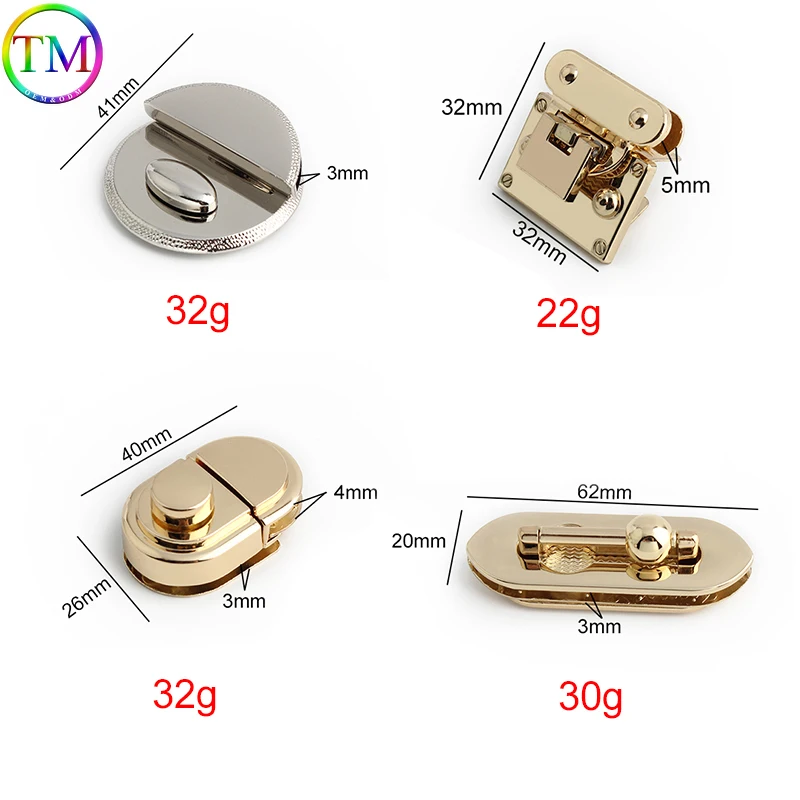 5-30PCS Metal Clasp Turn Lock Twist Lock DIY Handbag Bag Purse Hardware Closure Bag Buckle Luggage Lock Bags Part Accessories