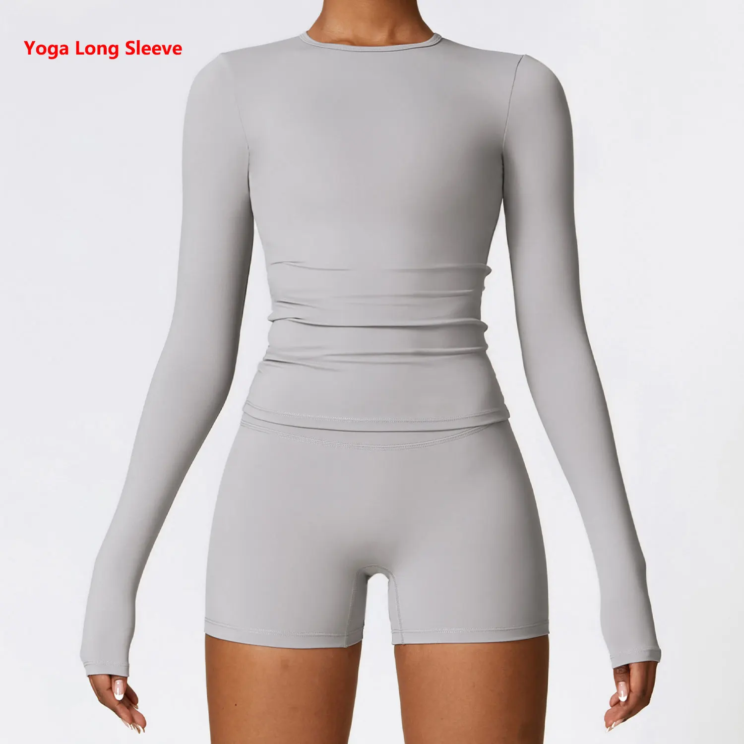 Dames Yoga T-shirts Effen Sporttop Lange mouw Gym Workout Hardloopshirts Sexy Blootgestelde Navel Sneldrogend Fitness Gym Sportkleding