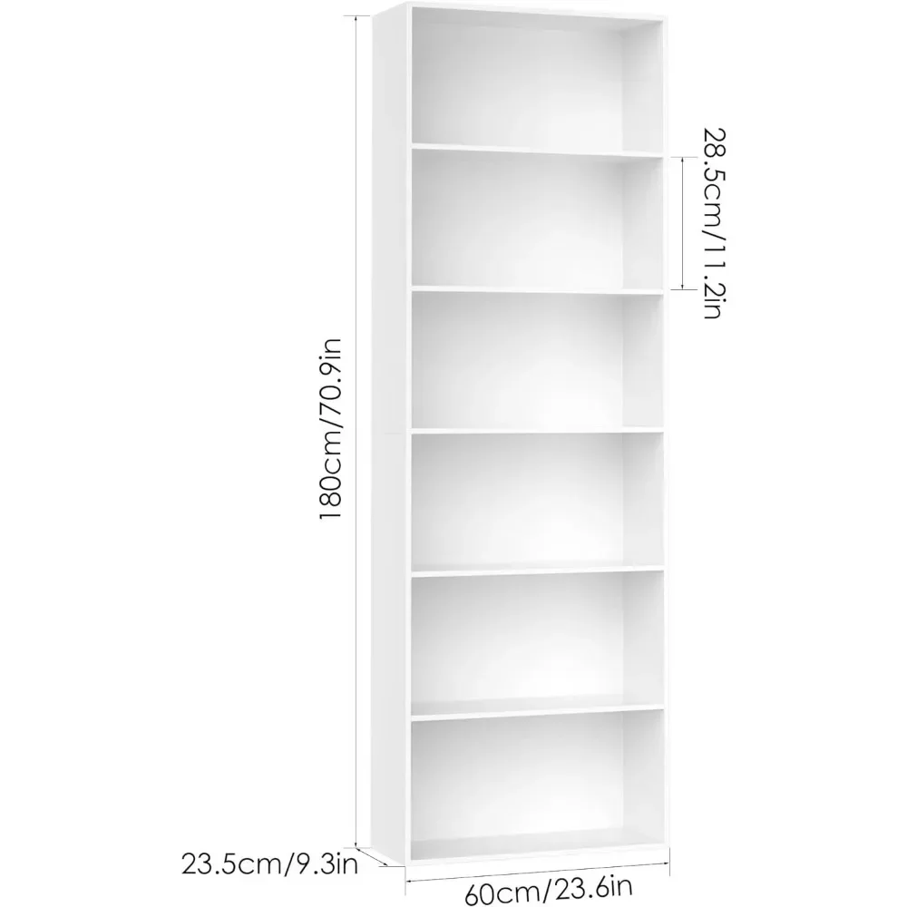 6-Tier Bookcase and Bookshelf, Display Shelves Tall Bookshelf Bookcase for Bedroom, Living Room Furniture Book Shelf