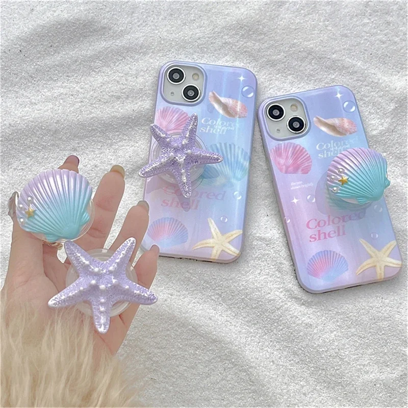 スタイリッシュなヒトデ型シェル携帯電話スタンド、iPhone 17/16 Pro Max対応、キュートなユニバーススタンドアクセサリー