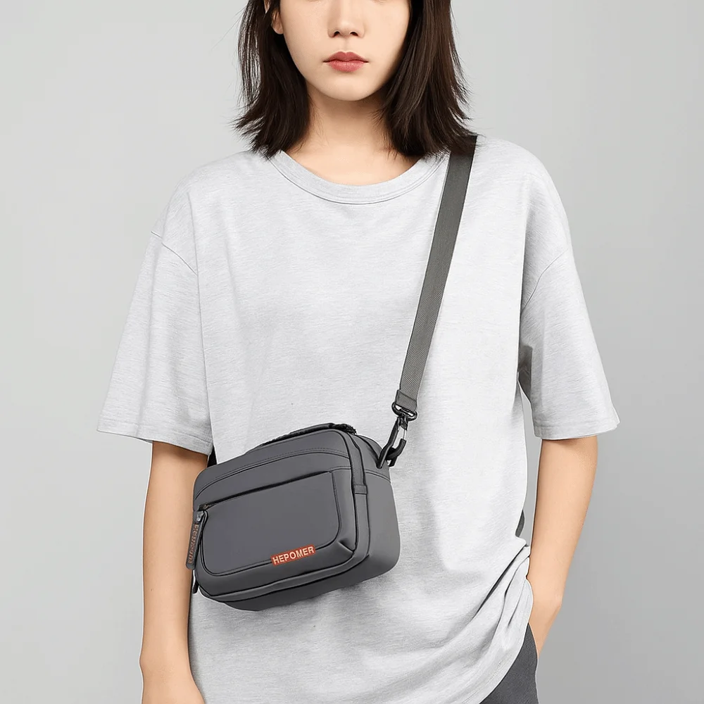 حقيبة كتف رجالية متعددة الجيوب متعددة الوظائف مقاومة للماء حقيبة كروس للأعمال سعة كبيرة بلون سادة حقيبة خصر من النايلون