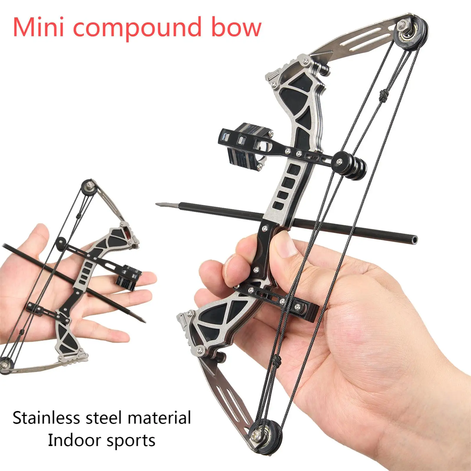 

Archery Mini Composite Pulley Bow Stainless Steel Toy Indoor and Outdoor Decompression Bow Set Parent-child Interaction 12lbs