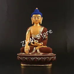 Brown Plated 21cm Shakyamuni Rulai Bodhisattva Buddha Statue,Resin Sweeping Demon Home Putting Decoration