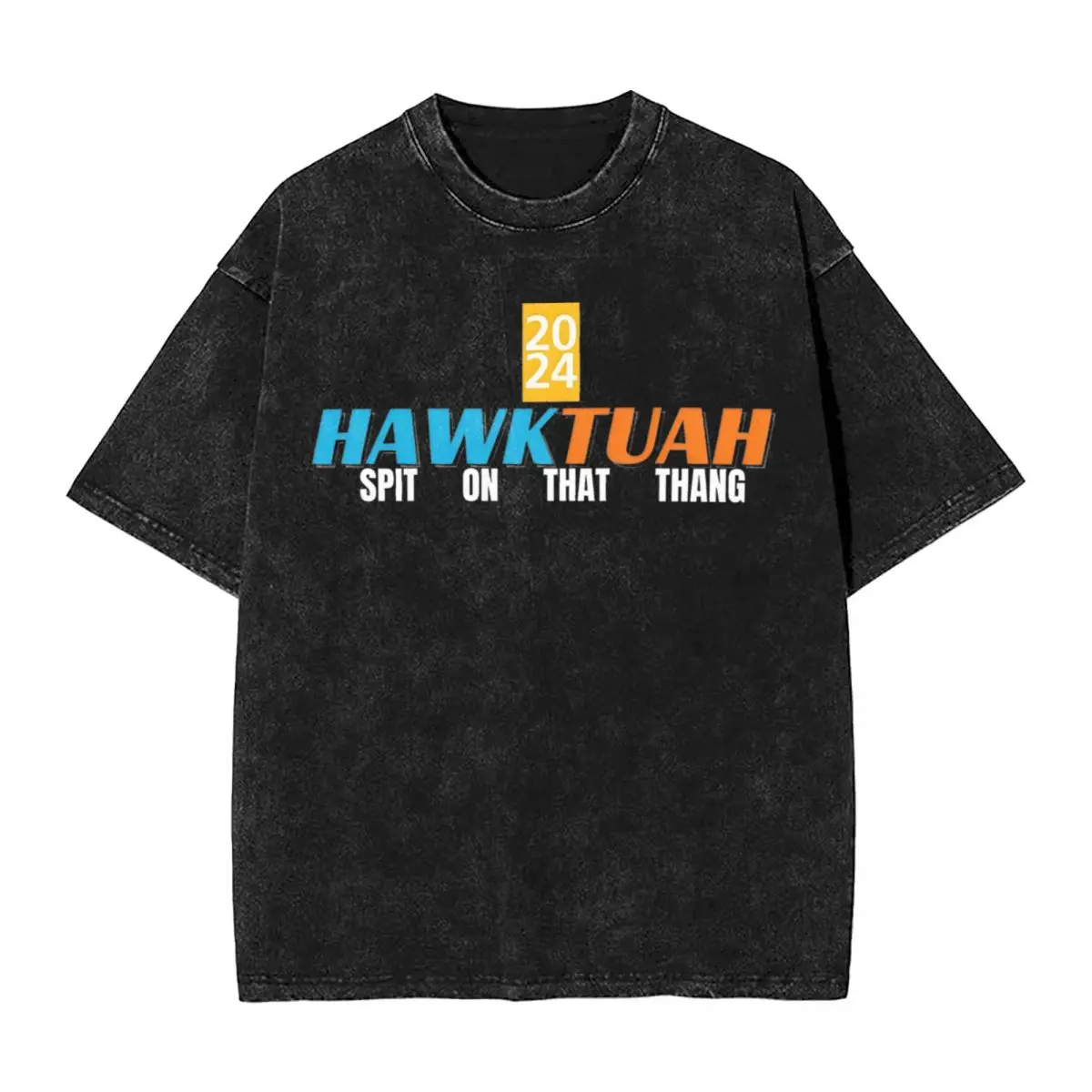 Hawk Tuah Trend - Spit On That Thang Washed T Shirt Streetwear Hip Hop Cool T-Shirt Tees Tops Men Women Cotton Harajuku Graphic