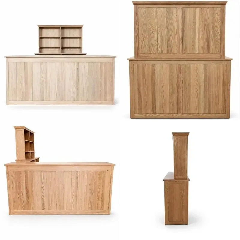 Professional 2.4m Large Oak Bar Set Foldable Articulated Event Bar with 195cm Back Cabinet for Wedding Banquets and Party
