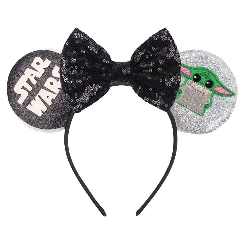 Disney Mickey Mouse Ears Hairbands Marvel Star Wars Headbands for Girls Baby Women Grogu Master Yoda Bows Hair Accessories Gifts