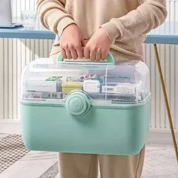 Kit de primeros auxilios de gran capacidad, caja organizadora de medicina familiar, Kit de primeros auxilios portátil, contenedor de almacenamiento de medicina, caja de emergencia familiar