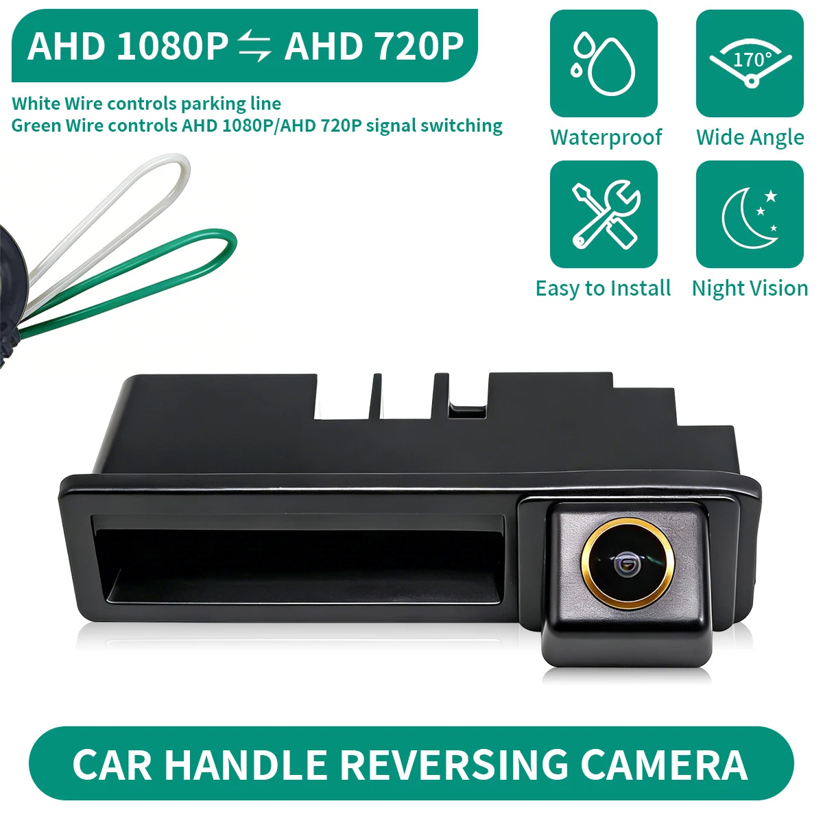 

AHD 1080P 170° Vehicle Car Trunk Handle Rear View Reverse Camera For Audi A3 8P S3 8P A6 C6 4F S6 RS6 Q7 4L RS4 B7 Waterproof