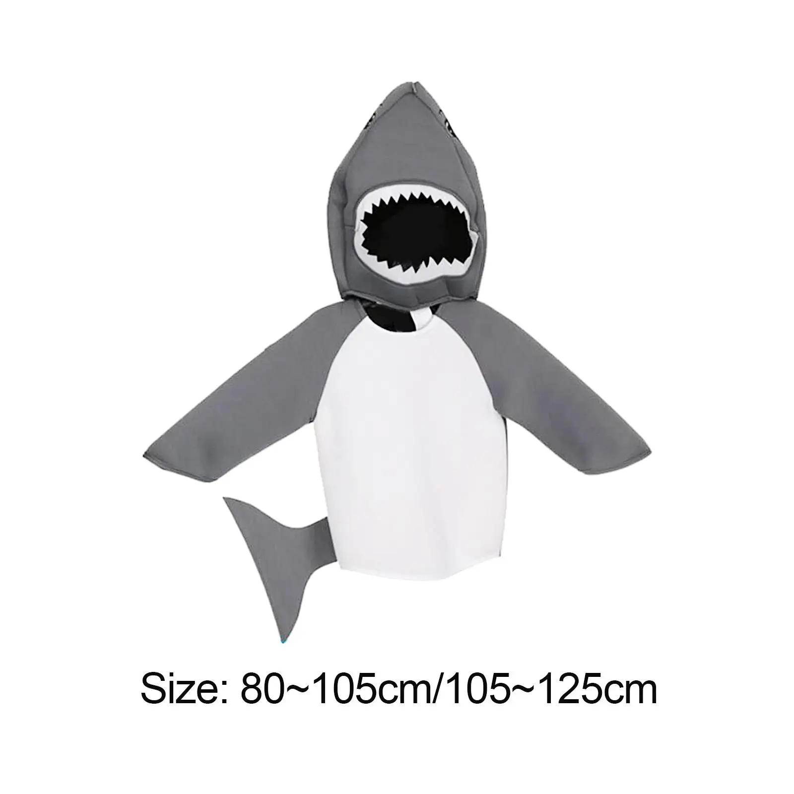 Cute Shark Costume for Toddlers Kids Animal Hoodie with Fin and Tail Halloween Fancy Dress Role Play Party Suit