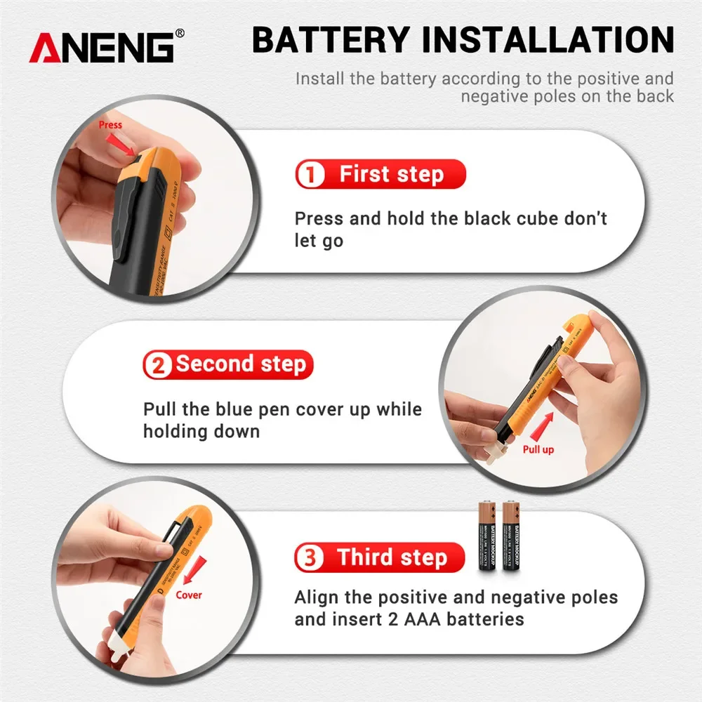 ANENG 1AC-D probador de circuitos boligrafos tester electricista detector corriente sin contacto busca polos electrico pluma indicador lapiz comprobador de tension enchufe eléctrico Sensor  voltaje AC110V 220V luz LE