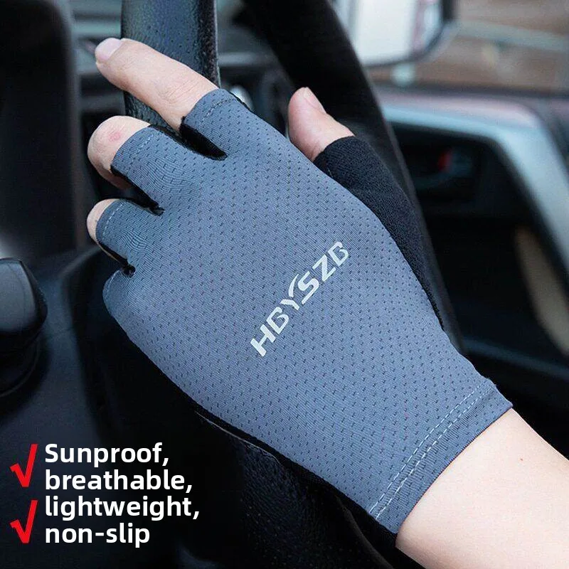 

Солнцезащитные перчатки из ледяного шелка для мужчин, летние, без пальцев, для велоспорта, полупальцевые, высокоэластичные, дышащие, для фитнеса и спорта, противоскользящие.