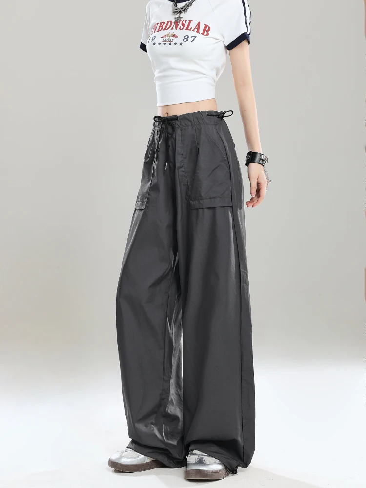 

American Retro Workwear Sports Casual Pants Women Summer New Loose BF Lazy Sle Drapey Wide Leg Pants Straight Tube Trousers