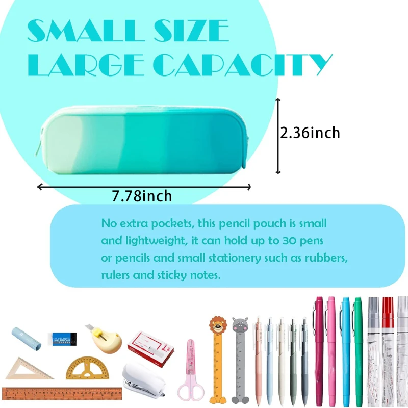Soft Silicone Pencil Case Creative Gradient Color Pen Bag Waterproof Large Storage Bag for School  Supplies Random zipper color