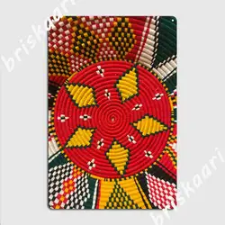 Ethiopian Patterns Metal Signs Wall Mural Customize Ethiopian Cultural Colorful Traditional Habesha Art Work Tin sign Posters