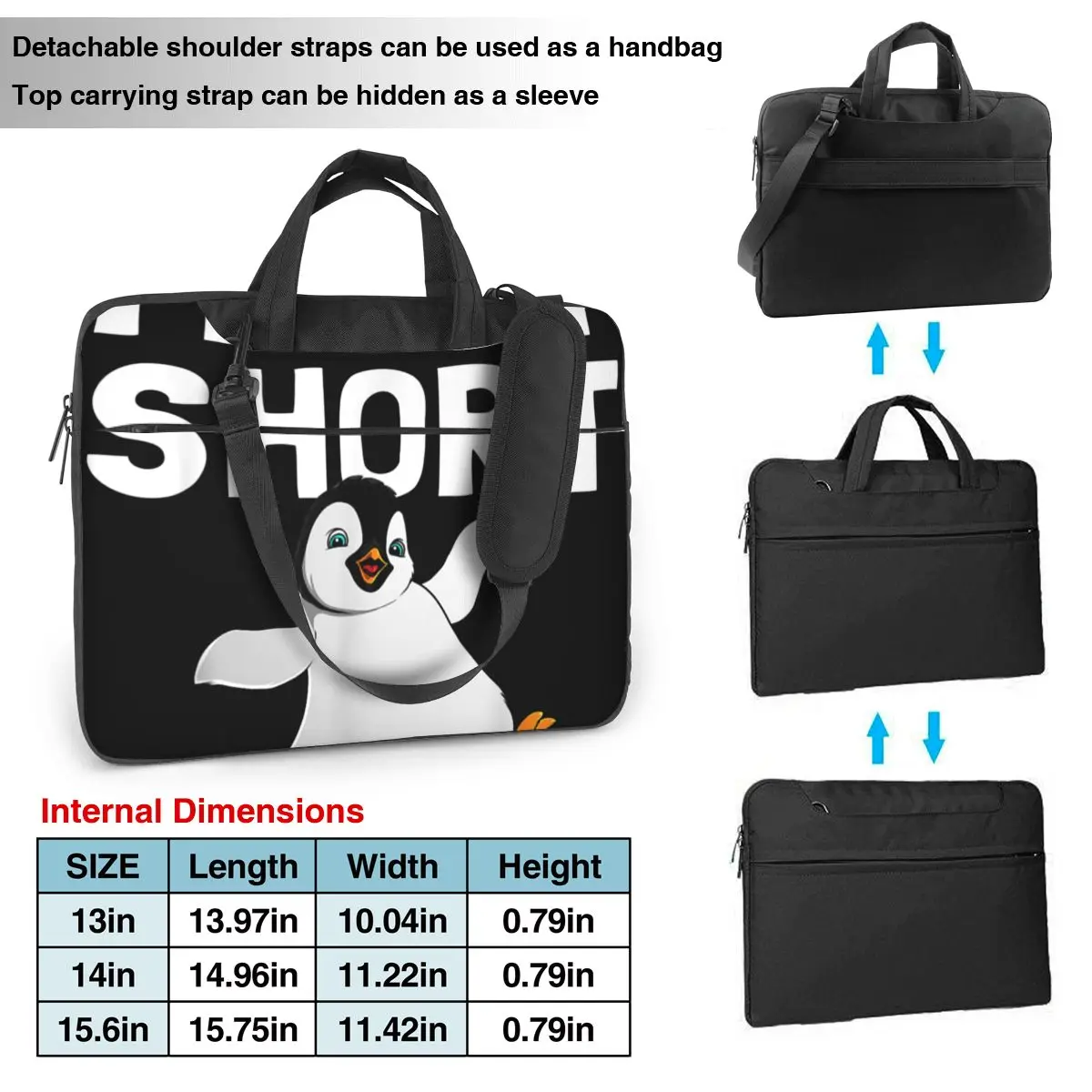 Im Not Short Laptop Bag Sleeve Im Penguin Size For Macbook Air Acer Dell 13 14 15 Notebook Pouch Portable Stylish Computer Pouch