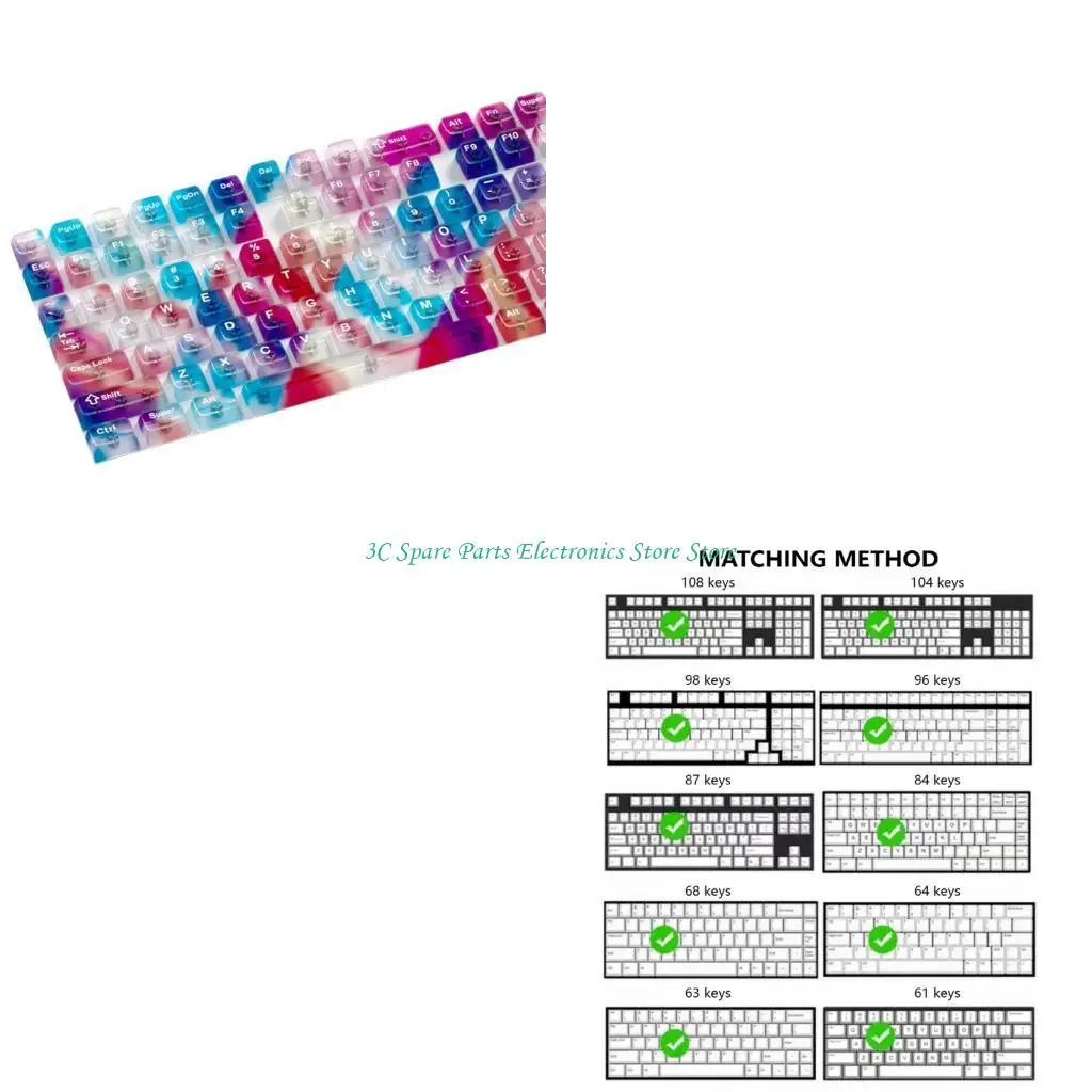 

SZ 132pcs Rainbow Spectrum PC Keycaps Original Compatible Enhances Backlights