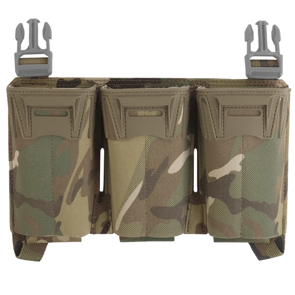 Wosport K-Type Triple Mag Pouch Panel 5.56 9MM Long Mag Carrier Cordura G-Clip Mount 2.5cm Buckle Tactical Chest Rig Vest Pouch