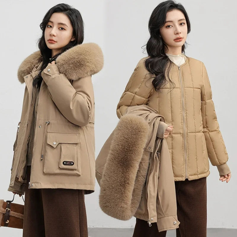 Autumn Winter Jacket coat Women Parkas 2026 New Thicke Detachable inner liner Down Cotton Jacket Female Windbreaker Outerwear