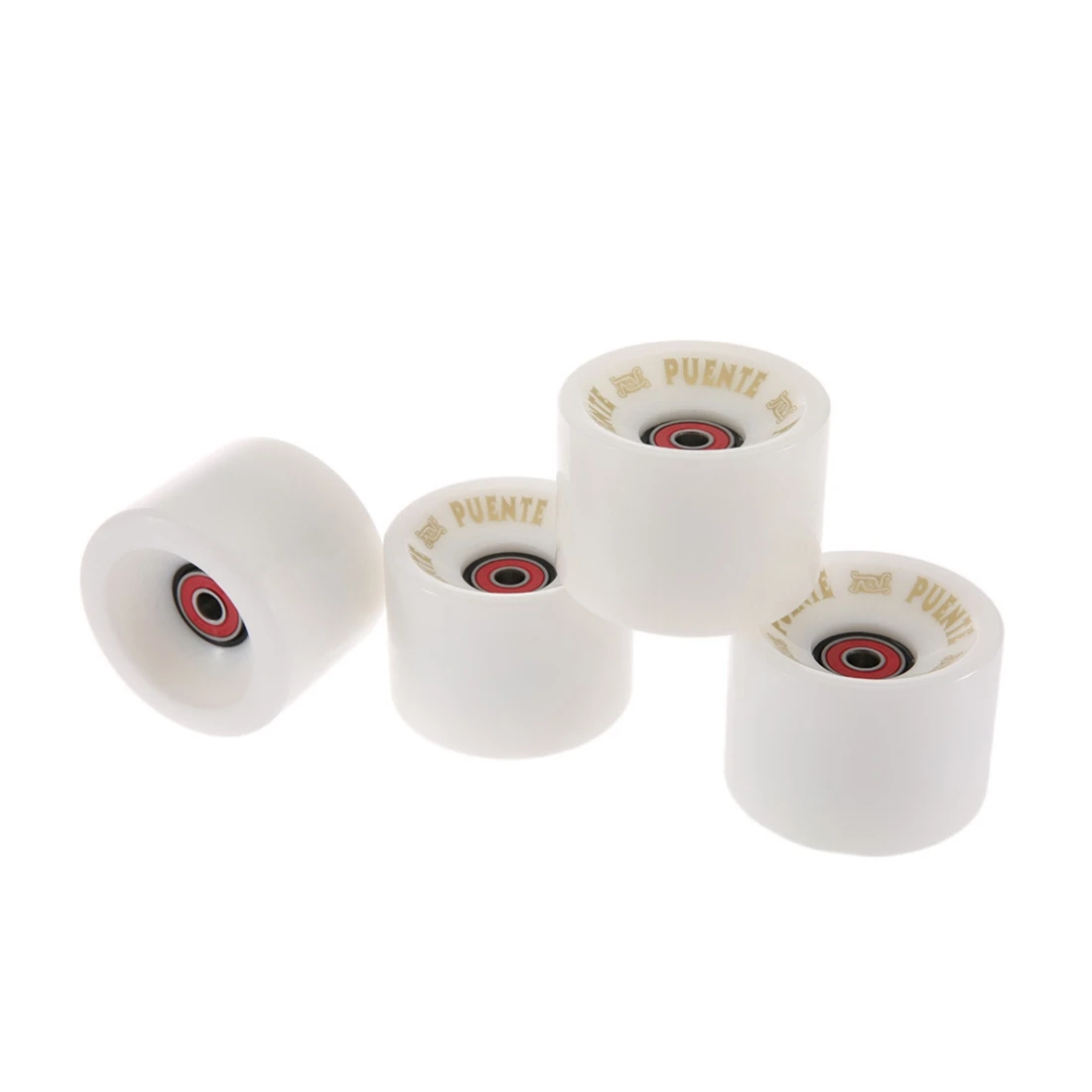 PUENTE 4Pcs Cruiser Skateboard Wheels PU Wheels Long Board Cruiser Wheels with ABEC-9 Bearings,White