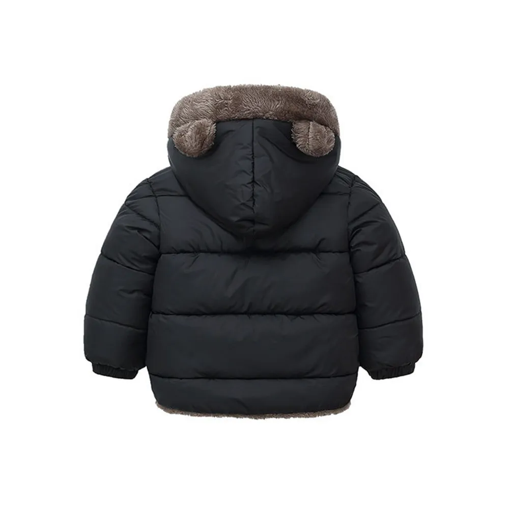 

1Pcs Kids Winter Coat Thickened Hooded Cotton-Padded Jacket with Ear-Shaped Hood -Friendly Material for Boys Girls