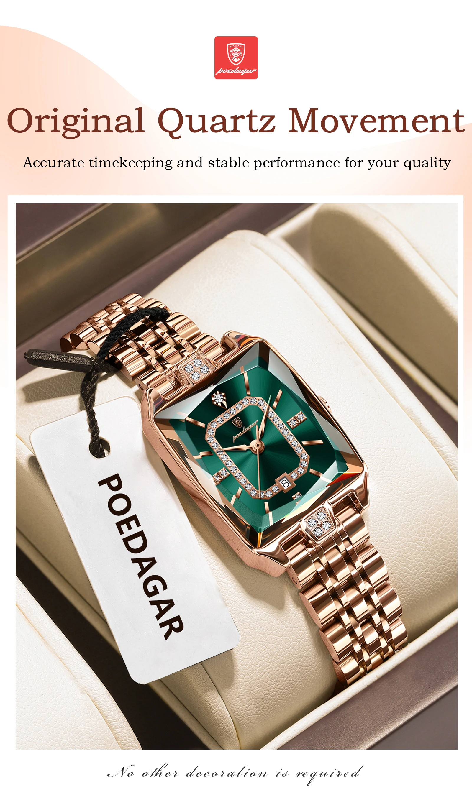 POEDAGAR Luxus Frau Uhr Wasserdicht Datum Hohe Qualität Casual Damen Armbanduhr Edelstahl Quarz Elegante frauen Uhren – Detail 5