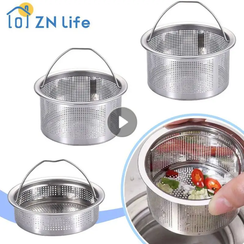 1pc Sink Filter Stainless Steel Filter Screen With Handle To Prevent Blockage Easy To Take And Clean Home Kitchen Sink Filter