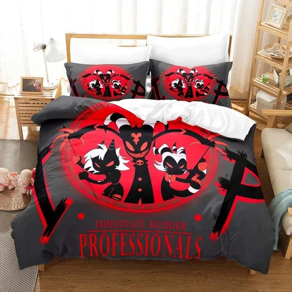 3D Printed Helluva Boss Bedding Set Duvet Cover 3Pcs Cover Single Twin Quilt Adult Boys Bedclothes Duvetcover Sets Home Textile