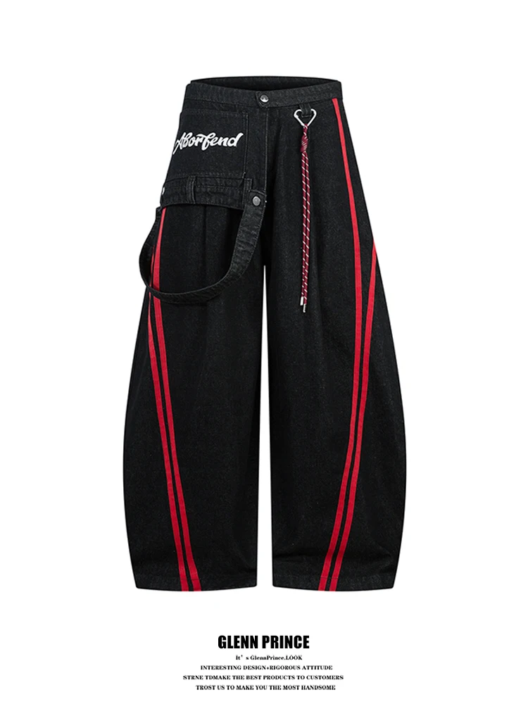 

Мужские джинсы в стиле американского хай-стрит, цветные, широкие, свободного кроя, длиной в пол