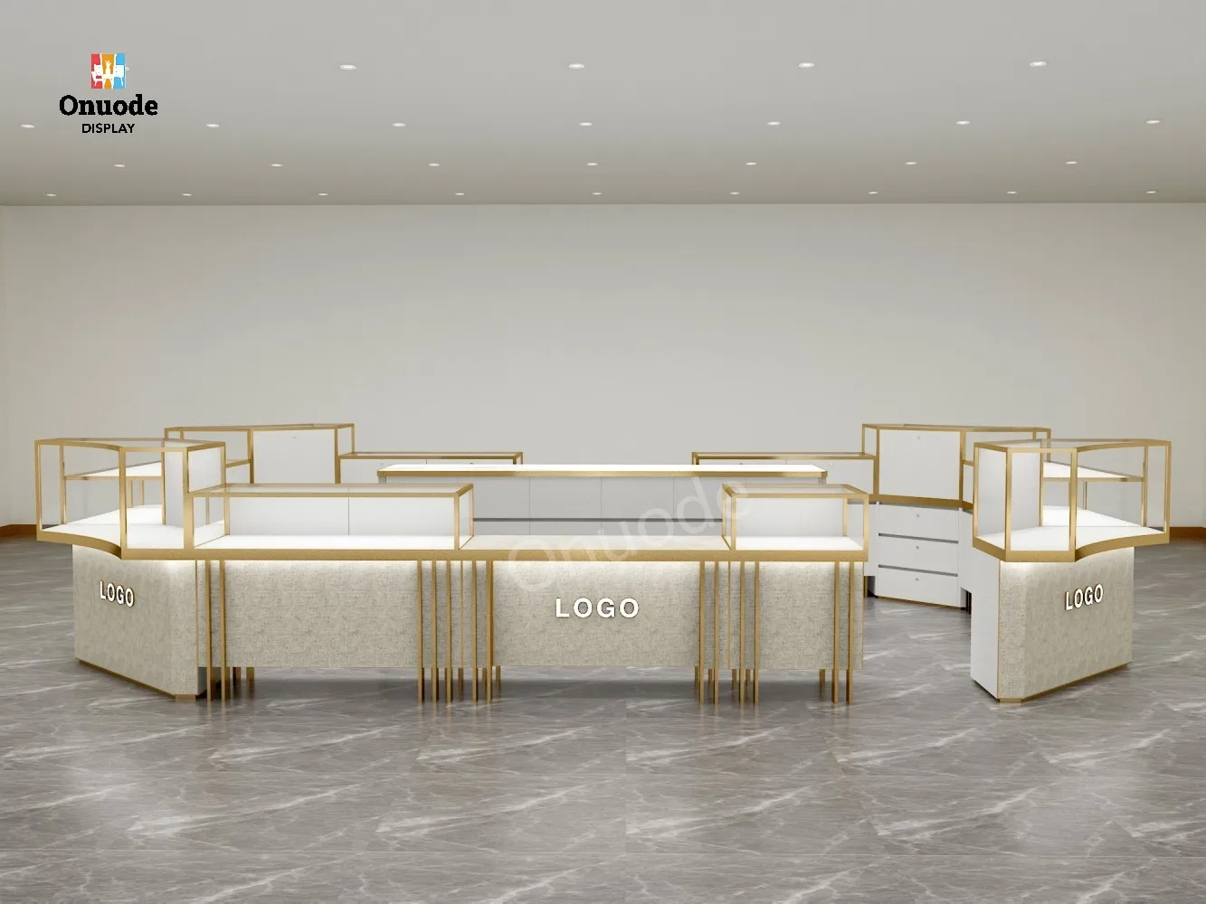 Custom.Custom Modern Luxury LED Lighting Iron Design Jewelry Display Cabinet Showcase for Retail Stores and Shopping Malls