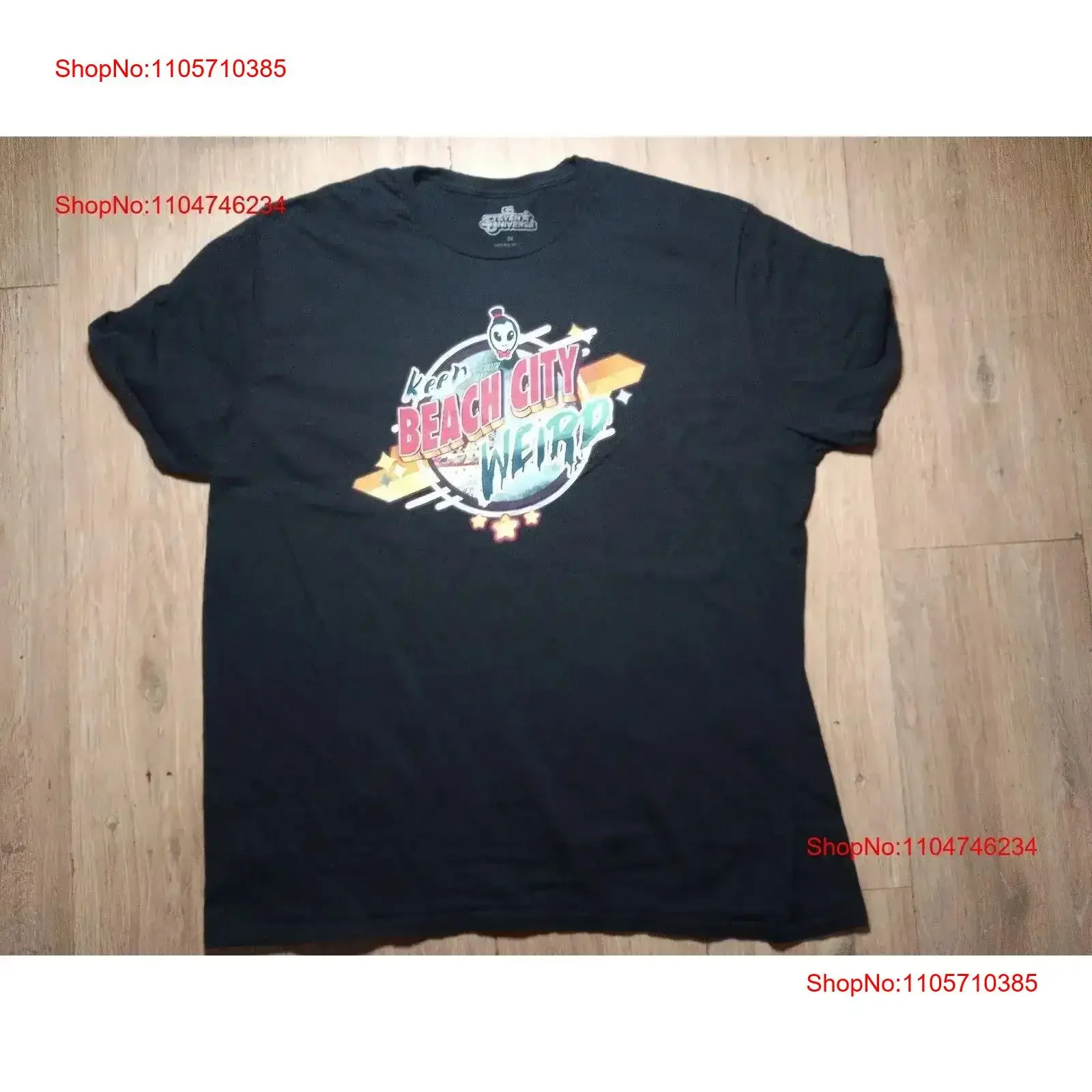 Men's 2XL Steven Universe Beach City Weird T Shirt Black Used vintage Washed Stretched Soft homme designer clothes vintage