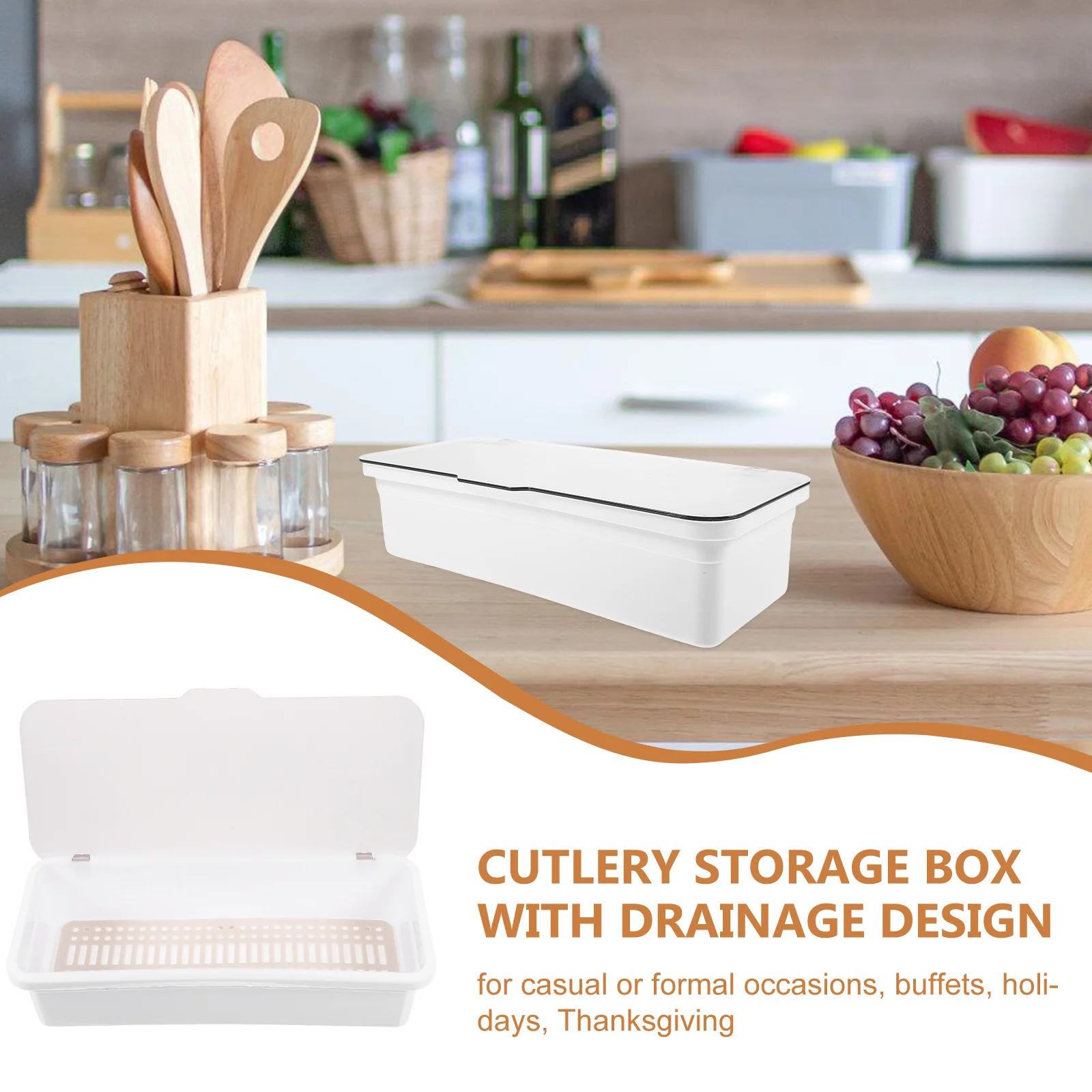 

Cutlery Storage Box Plastic Chopstick Drainer Utensil Container Drying Rack Tray Tableware ganizer Translucent Blue