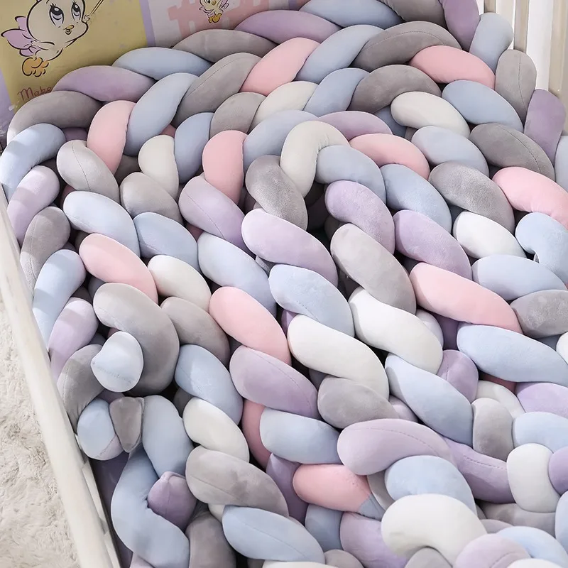 Three Strand Braided Rope Knotted Pillow Ins Nordic Braid Handwoven Crib Rail Protector for Baby Infant Bed Safety