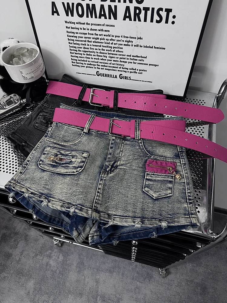 

Джинсовая юбка в американском стиле, женская, весна-лето, новая, с эффектом потертости, рваная, утягивающая, с низкой талией, прямого кроя