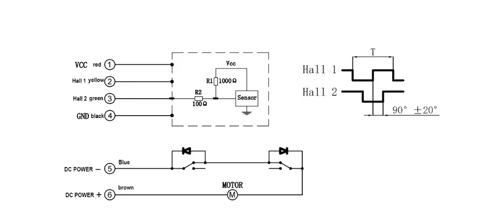 Hall Sensors, Outputs 4 Hall signals per revolution，Add it to the actuator after purchase and send it together