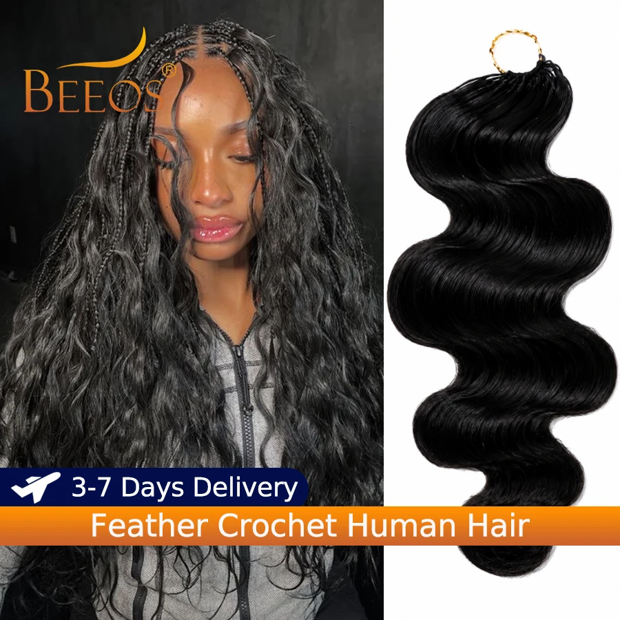 Cabello humano crochet ondas body wave sin nudos, pre-separado, ligero, extensiones para trenzas y giros para mujer
