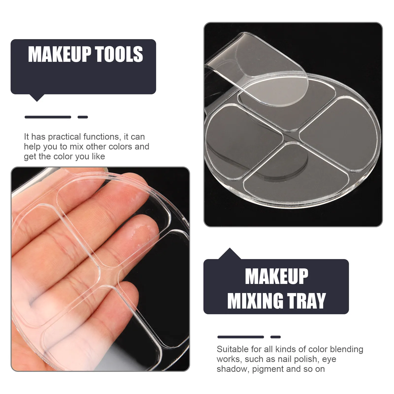 2 set Acrylic Mixing Palette 2 Sets Color Blending Tray For Makeup Nail Art Foundation Lipstick Spatula Tool Kit