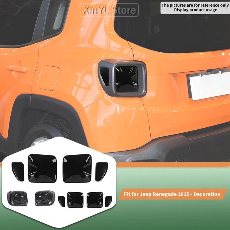 

Car ABS Tail Light Cover Kit For Jeep Renegade 2015 Up Car Exterior Accessories Smoked Black