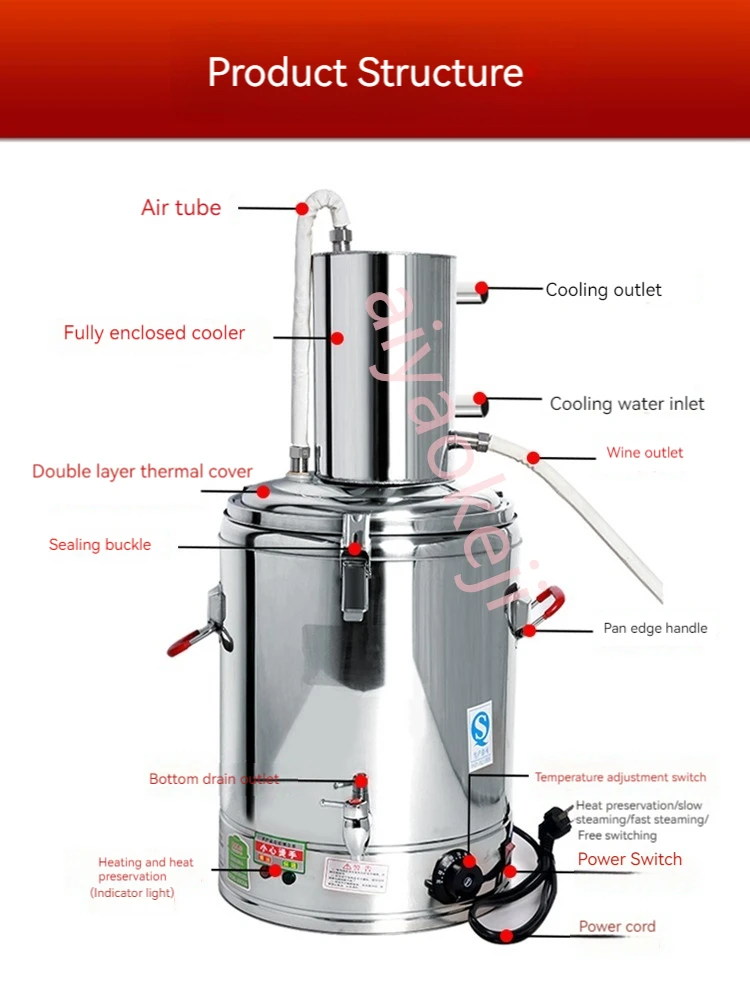 Stainless Steel Distillation Tower Brewing Machine Alcohol Distiller Wine Brandy Brewing Kit Essential Oil