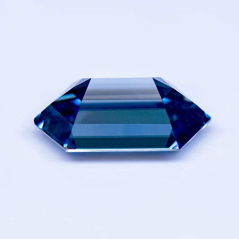 Moissanite Stone Primary Color Royal Blue Long Hexagon Shape Gemstone Lab Created Heat Diamond for Charm Jewelry with GRA Report