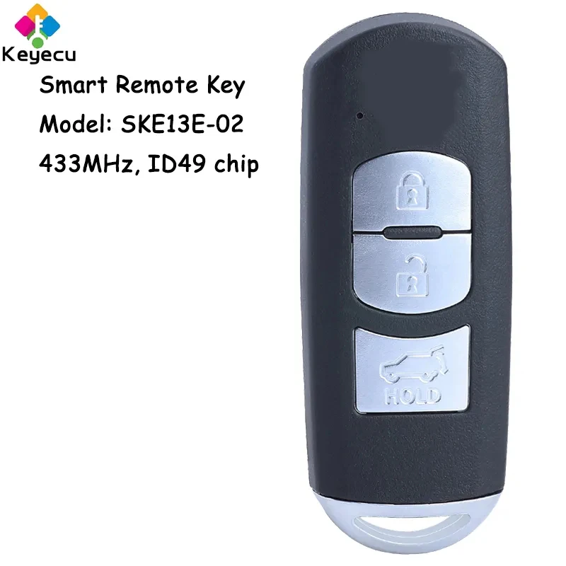 

KEYECU Smart Prox Remote Control Car Key With 3 Buttons 433MHz PCF7953P 49 Chip for Mazda CX-5 CX-9 2017 2018 2019 Fob SKE13E-02